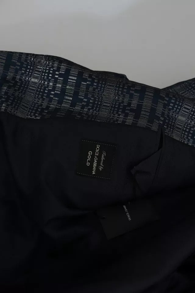 Traje Ajustado Dorado Brillante Azul Plateado de 2 Piezas Dolce & Gabbana