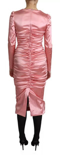 Vestido tubo midi ceñido de manga larga rosa de Dolce & Gabbana