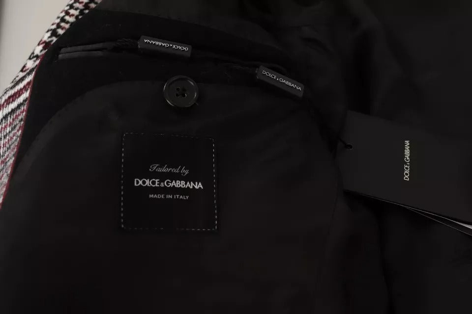 Chaqueta larga tipo gabardina a cuadros grises de Dolce & Gabbana