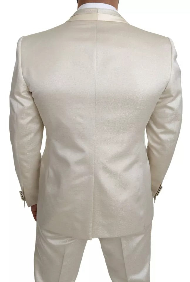 Traje de tres piezas de lana beige Crema SICILIA de Dolce & Gabbana