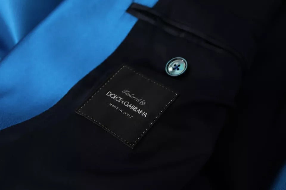 Traje formal de 2 piezas de seda jacquard azul de Dolce & Gabbana