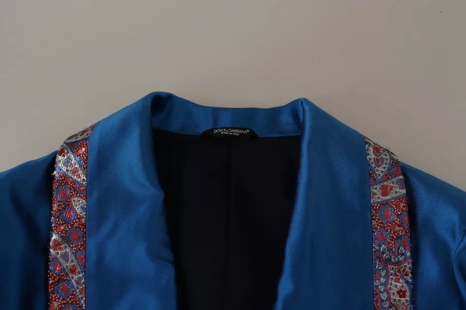Traje formal de 2 piezas de seda jacquard azul de Dolce & Gabbana