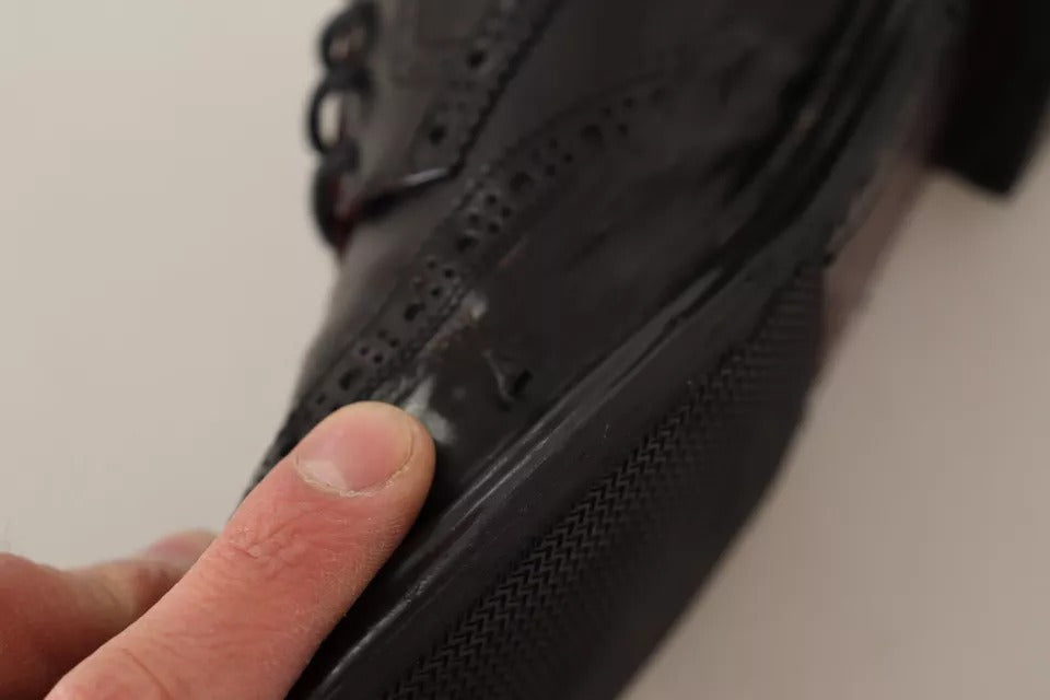 Zapatos Derby con cordones de cuero perforado negro Dolce & Gabbana