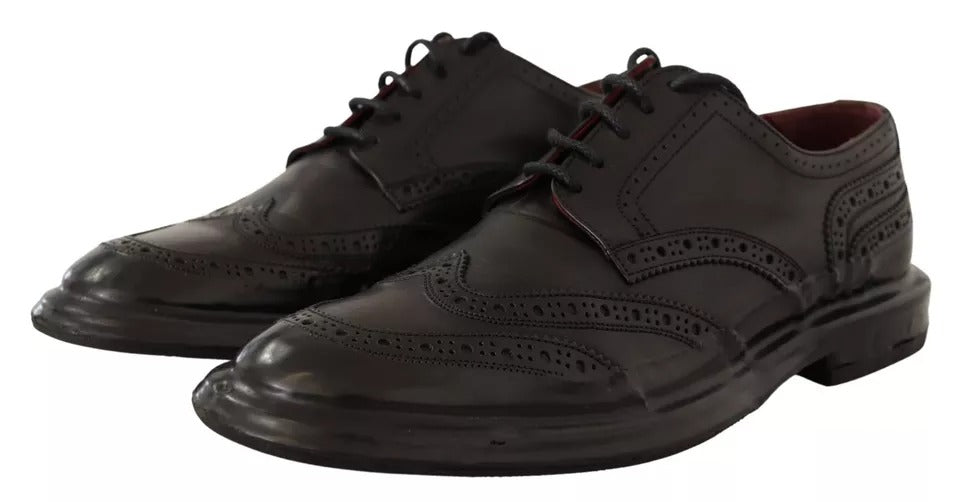 Zapatos Derby con cordones de cuero perforado negro Dolce & Gabbana