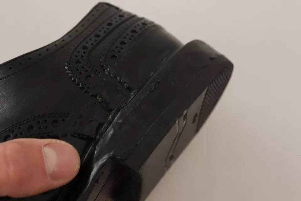 Zapatos Derby con cordones de cuero perforado negro Dolce & Gabbana