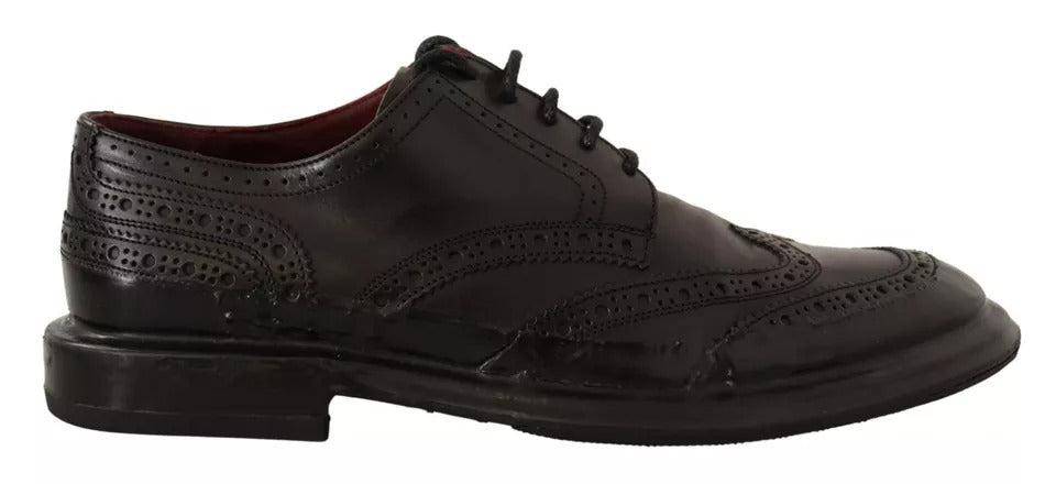 Zapatos Derby con cordones de cuero perforado negro Dolce & Gabbana