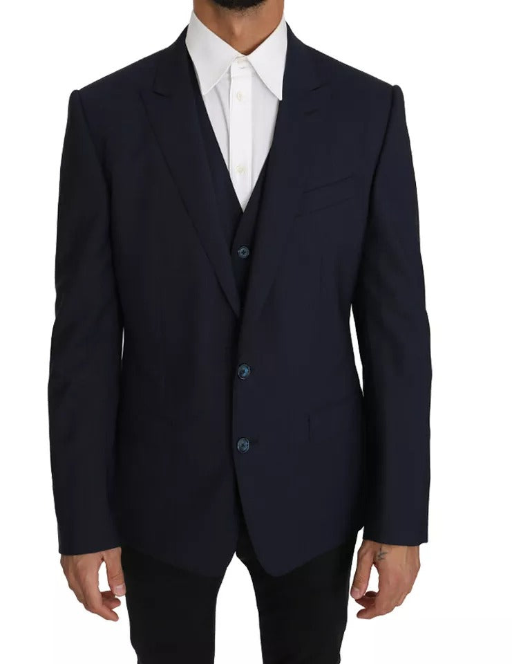 Dolce & Gabbana Chaleco Blazer de Lana Azul MARTINI de 2 Piezas