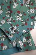 Camisa vaquera de algodón con botones, estampado floral azul de Dolce & Gabbana