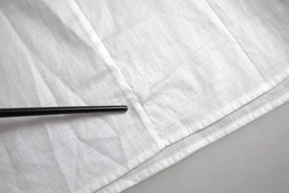 Blusa de cuello alto de algodón blanco con ribete de encaje de Dolce & Gabbana