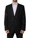 Blazer de lana negro de raya diplomática de Dolce & Gabbana de botonadura sencilla