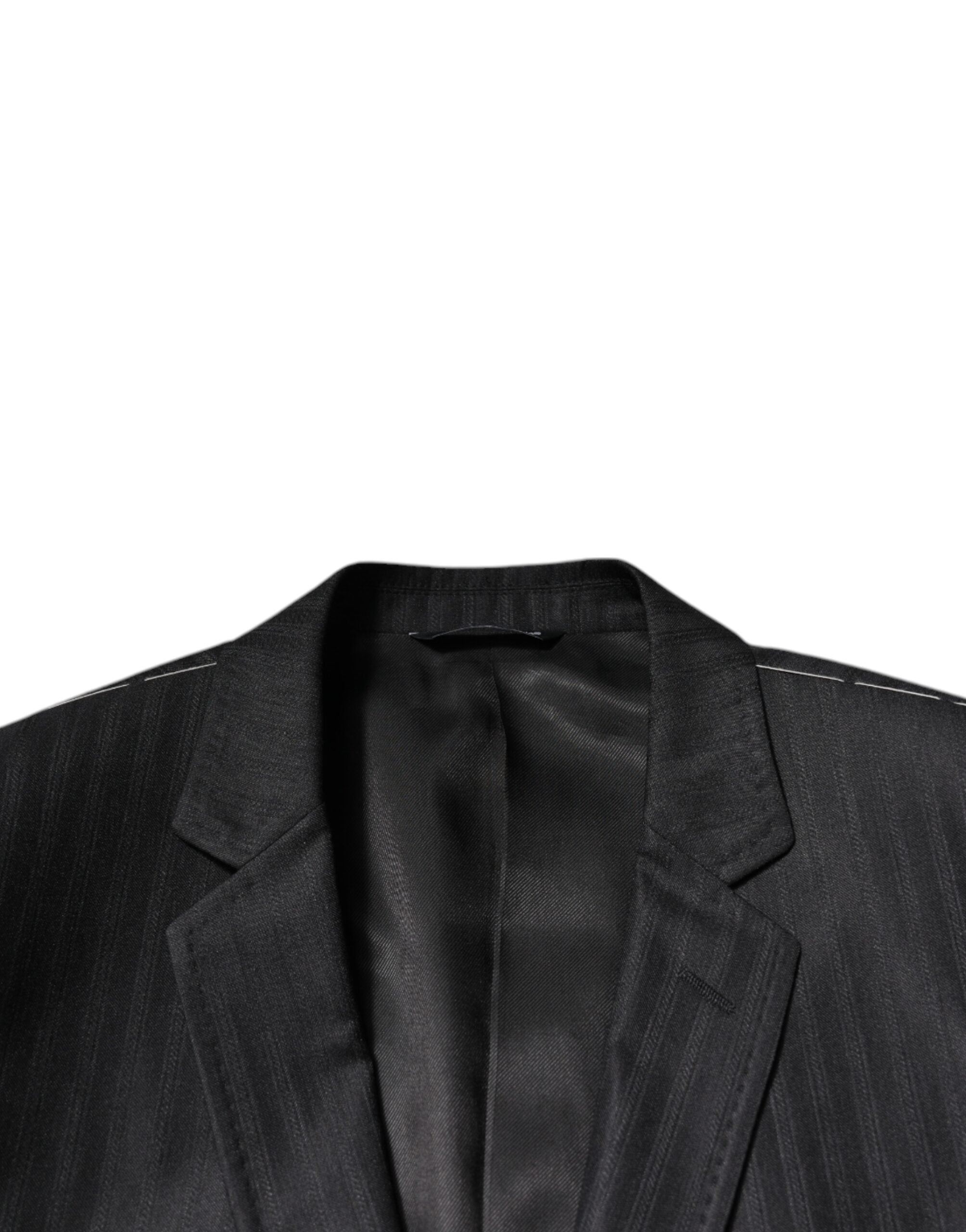 Blazer de lana negro de raya diplomática de Dolce & Gabbana de botonadura sencilla