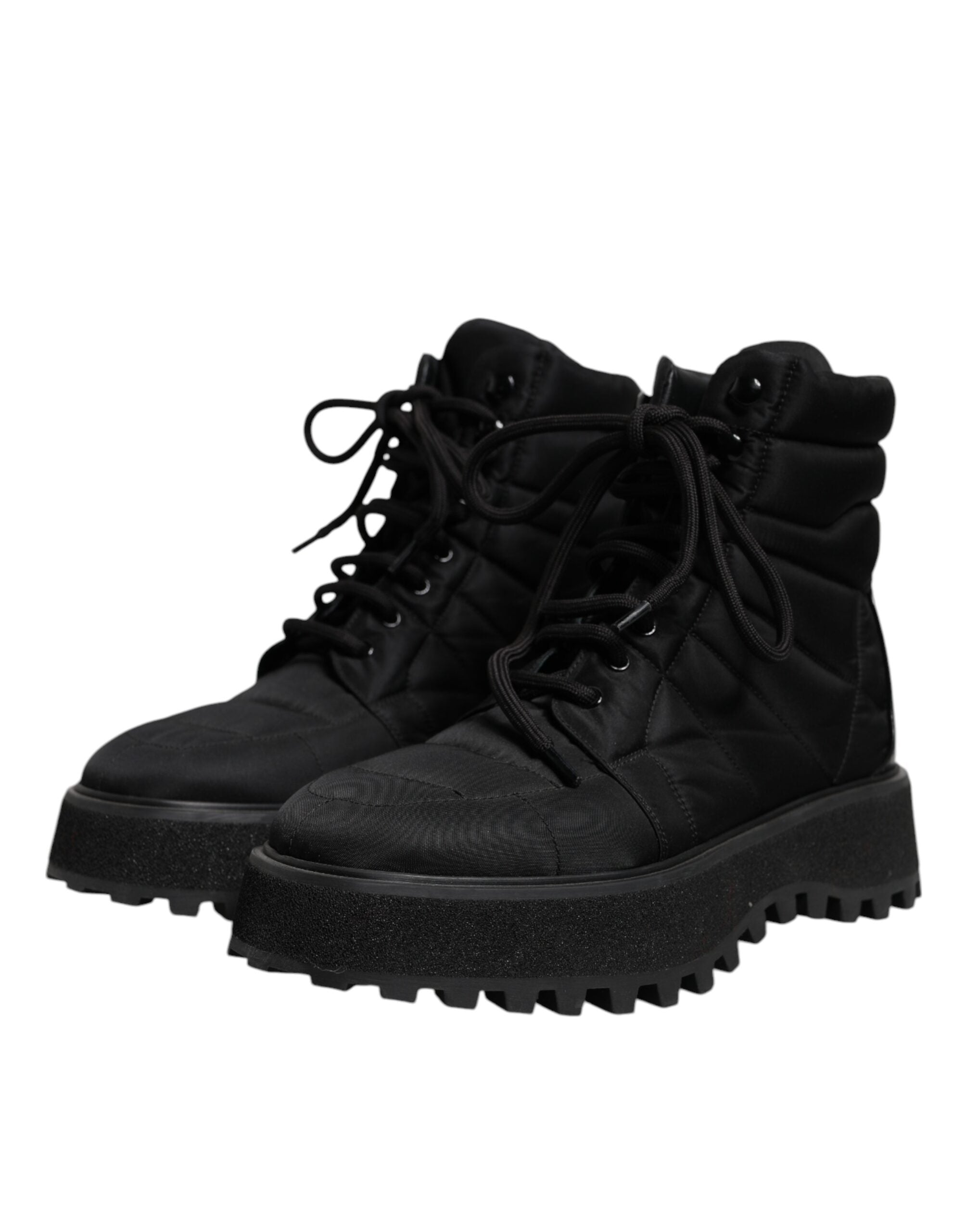Botas Dolce & Gabbana negras acolchadas a media pantorrilla con cordones