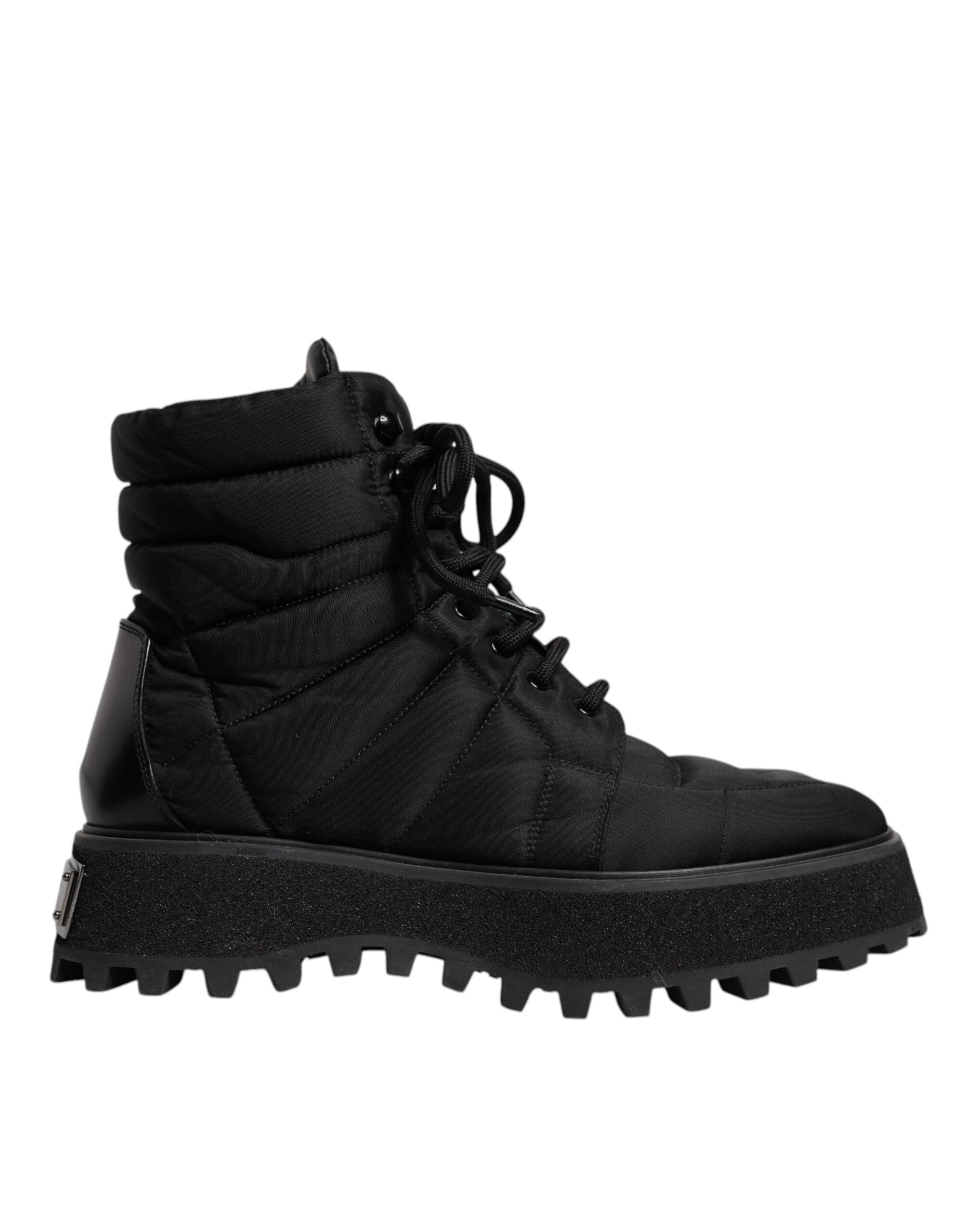 Botas Dolce & Gabbana negras acolchadas a media pantorrilla con cordones