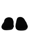 Dolce & Gabbana Black Viscose Velvet Slides Flat Slipper Shoes