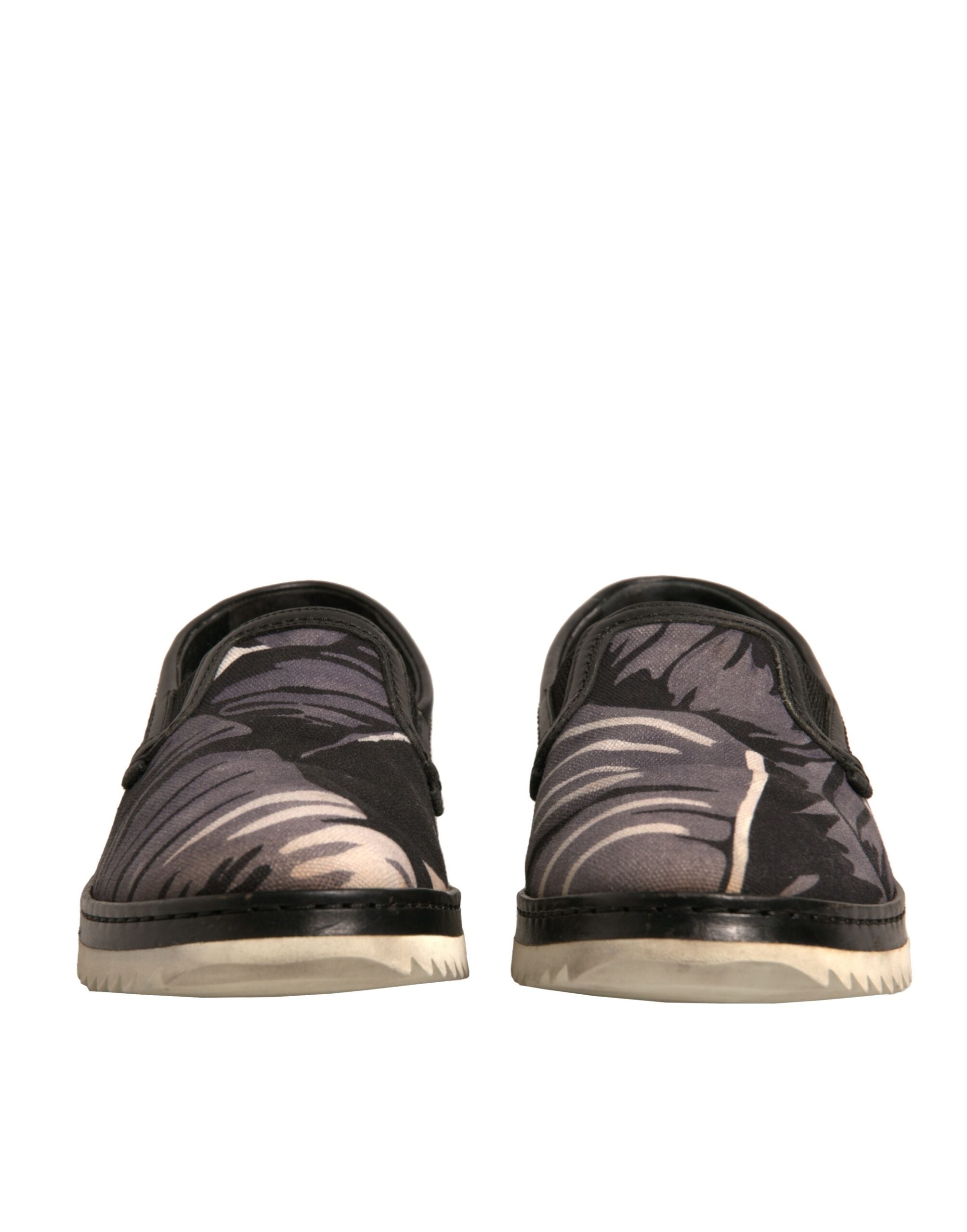 Zapatos sin cordones Dolce & Gabbana de lona negra con estampado tropical