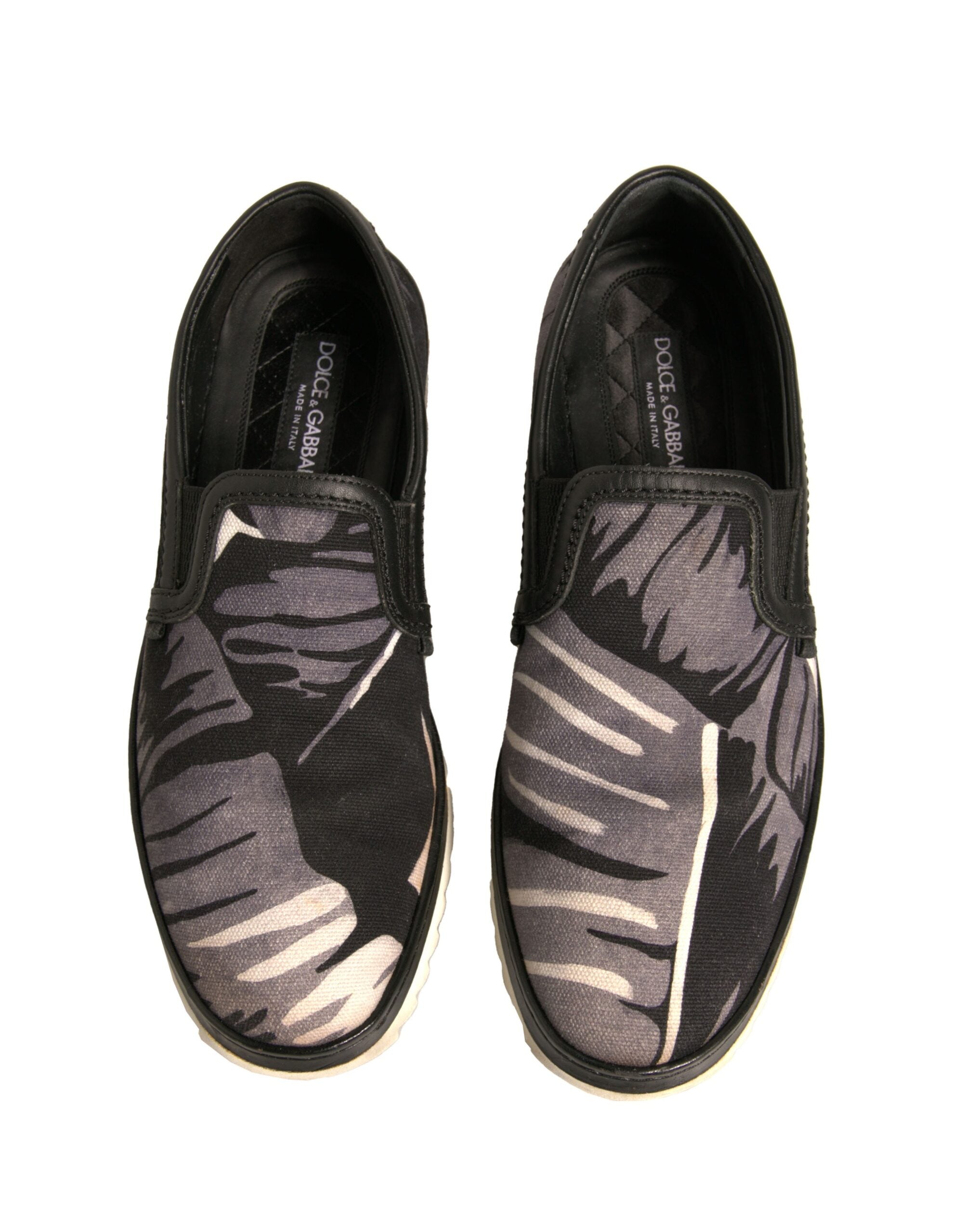 Zapatos sin cordones Dolce & Gabbana de lona negra con estampado tropical