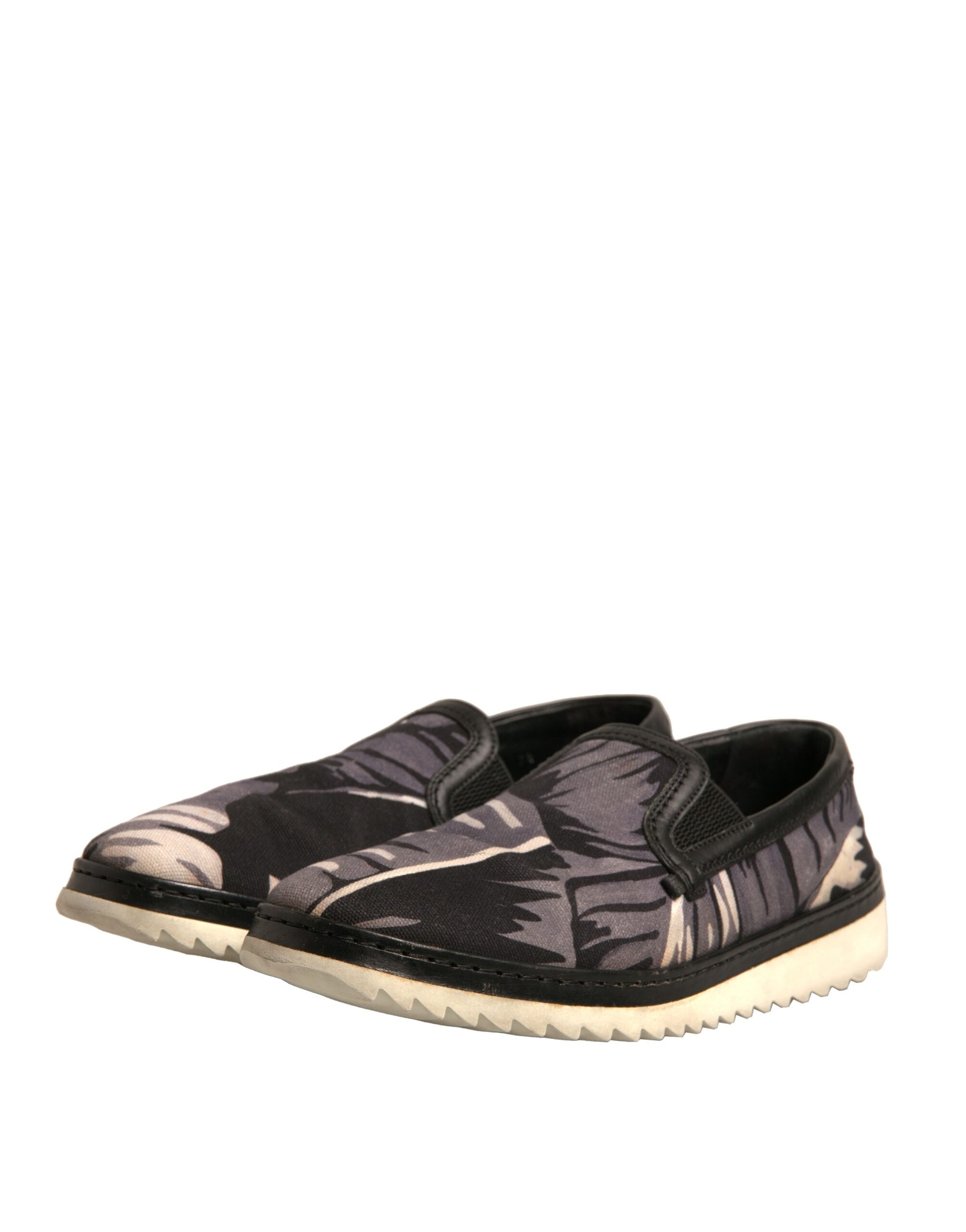 Zapatos sin cordones Dolce & Gabbana de lona negra con estampado tropical