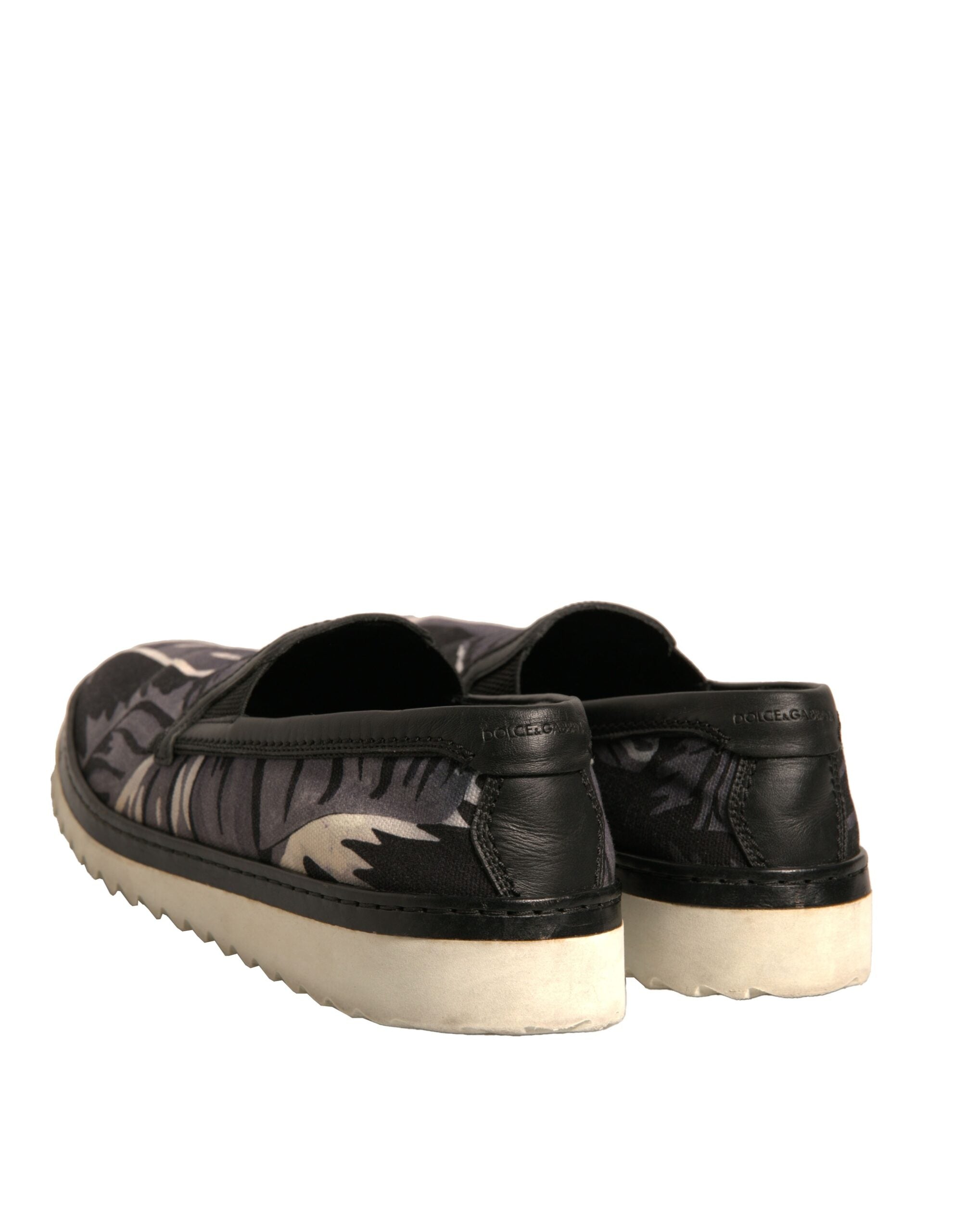 Zapatos sin cordones Dolce & Gabbana de lona negra con estampado tropical