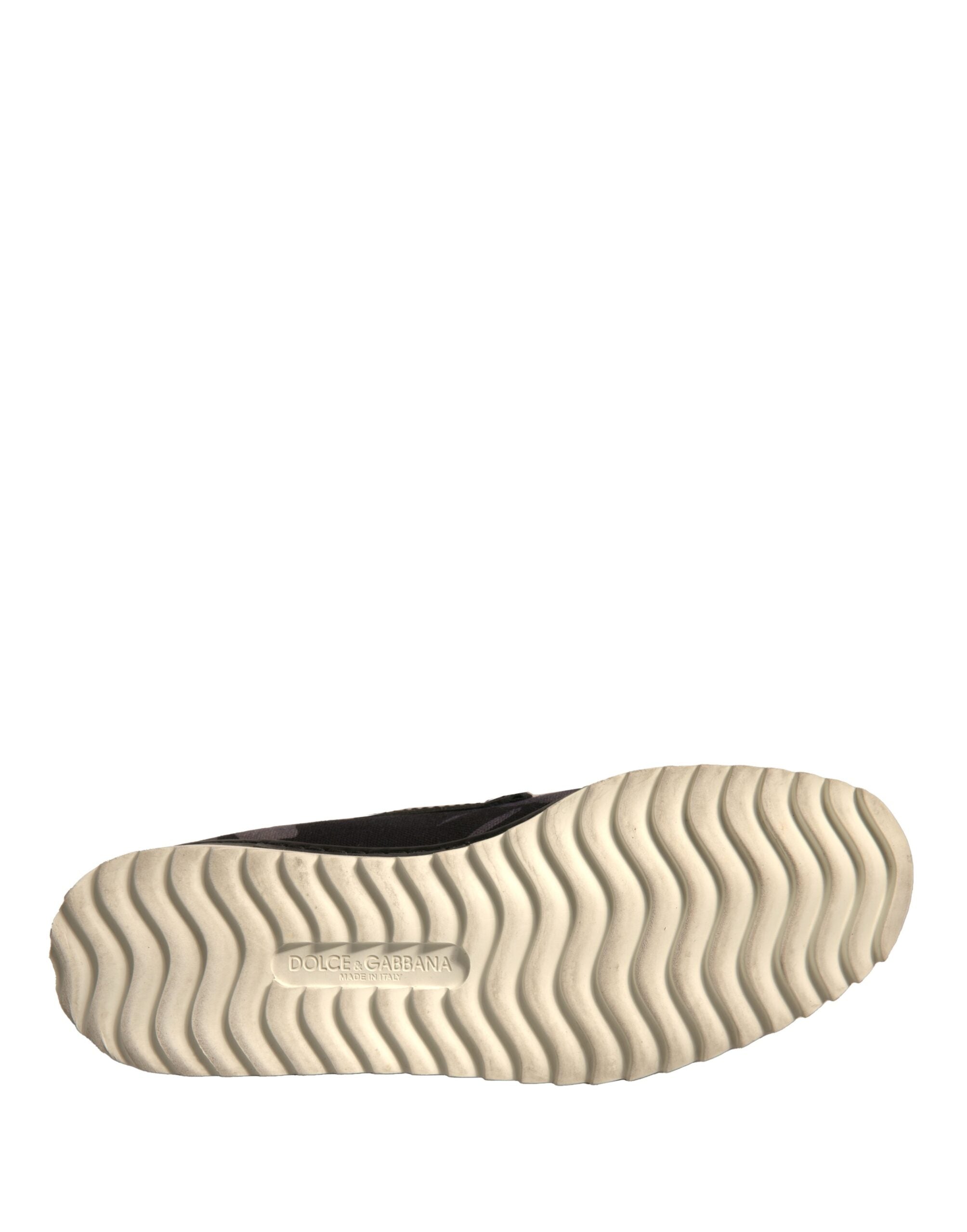 Zapatos sin cordones Dolce & Gabbana de lona negra con estampado tropical