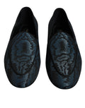 Dolce & Gabbana Blue Black Flats Men Loafers Dress Shoes