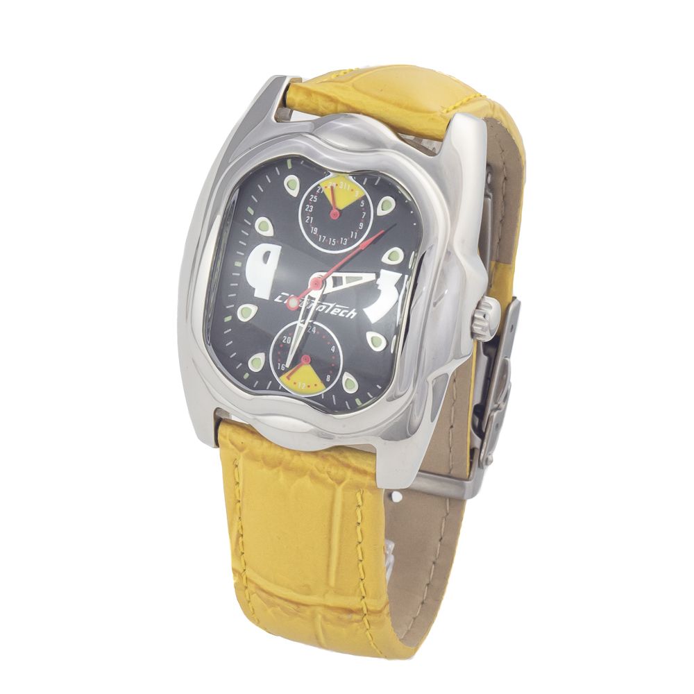 Reloj de cuero amarillo Chronotech