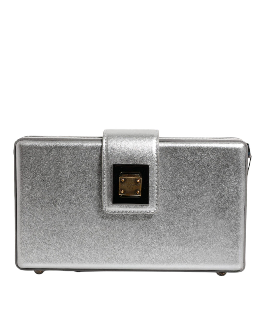 Dolce & Gabbana Metallic Silver DG BOX Leather Shoulder Strap Bag