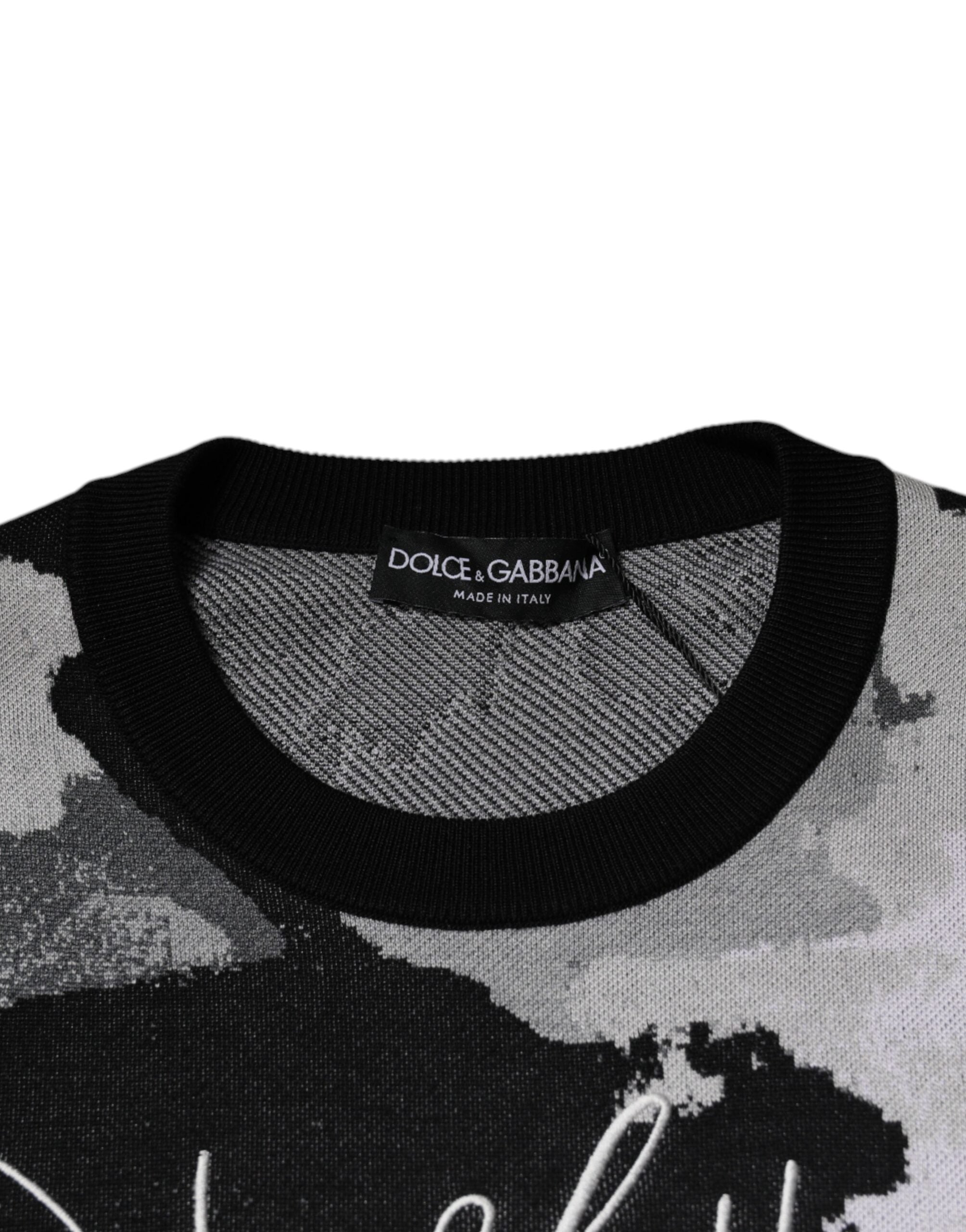 Suéter de hombre Dolce & Gabbana de cuello redondo con camuflaje multicolor