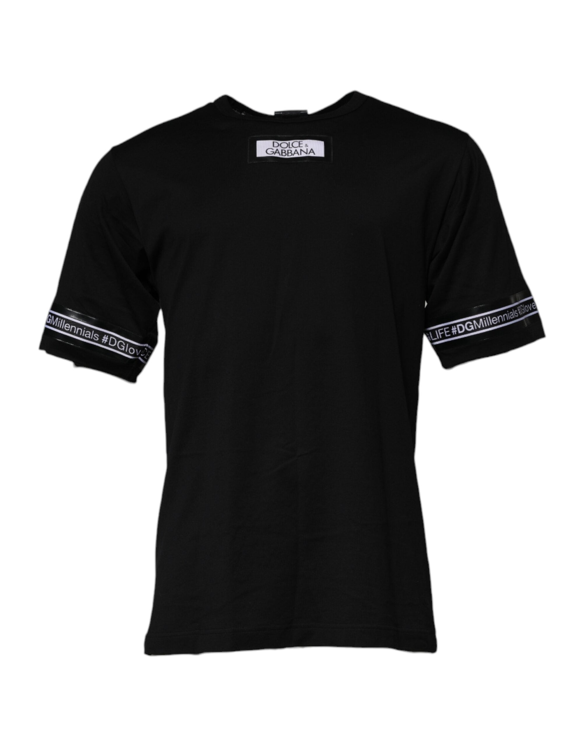 Dolce & Gabbana Camiseta de algodón con cuello redondo negra #DGMILLENNIALS