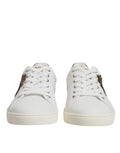 Dolce & Gabbana White Leather Heart Embellished Sneakers Shoes