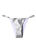 Dolce & Gabbana Silver Polyester Beachwear Bikini Bottom Swimwear