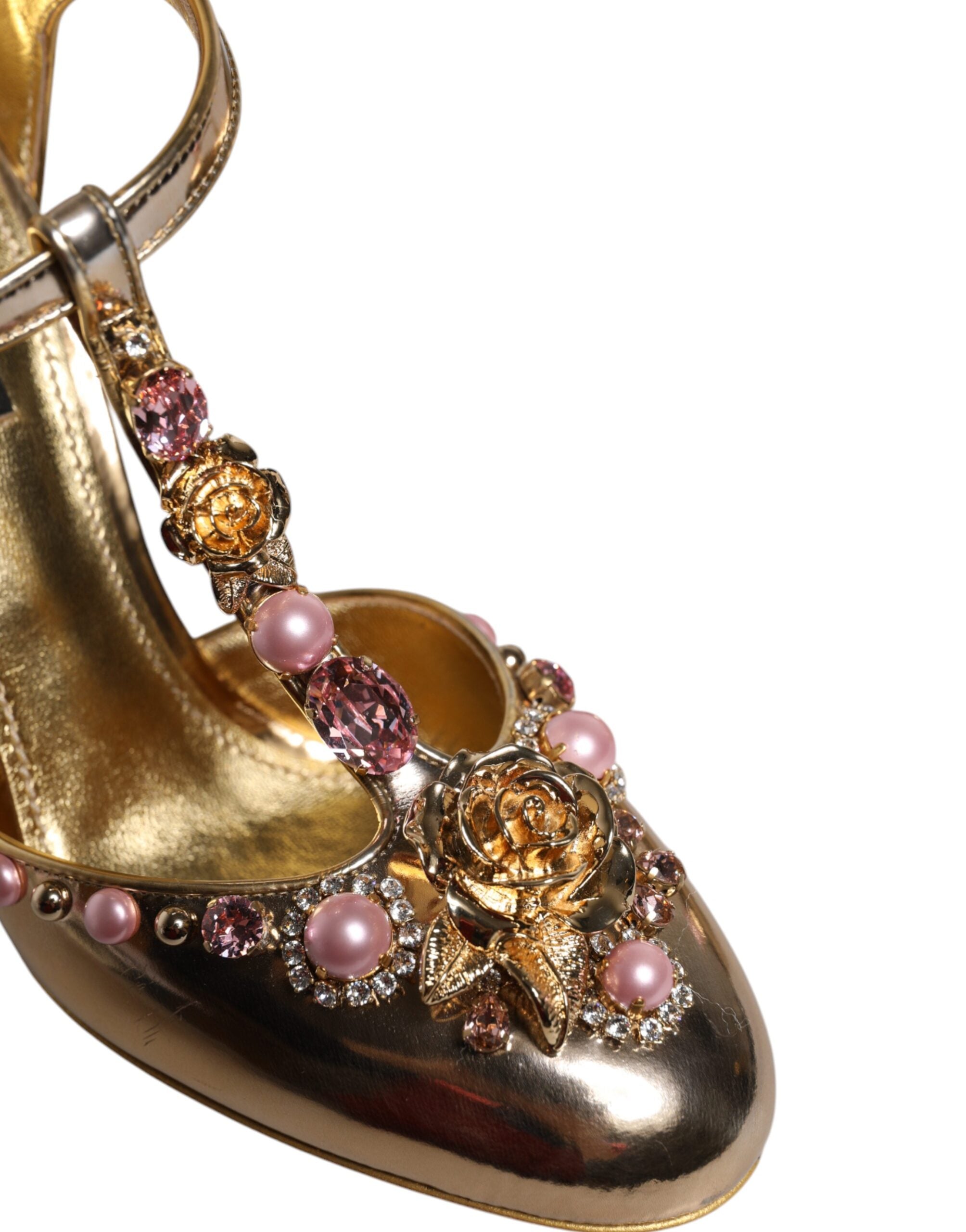 Dolce & Gabbana Gold Embellished Vally Heels Sandals Shoes