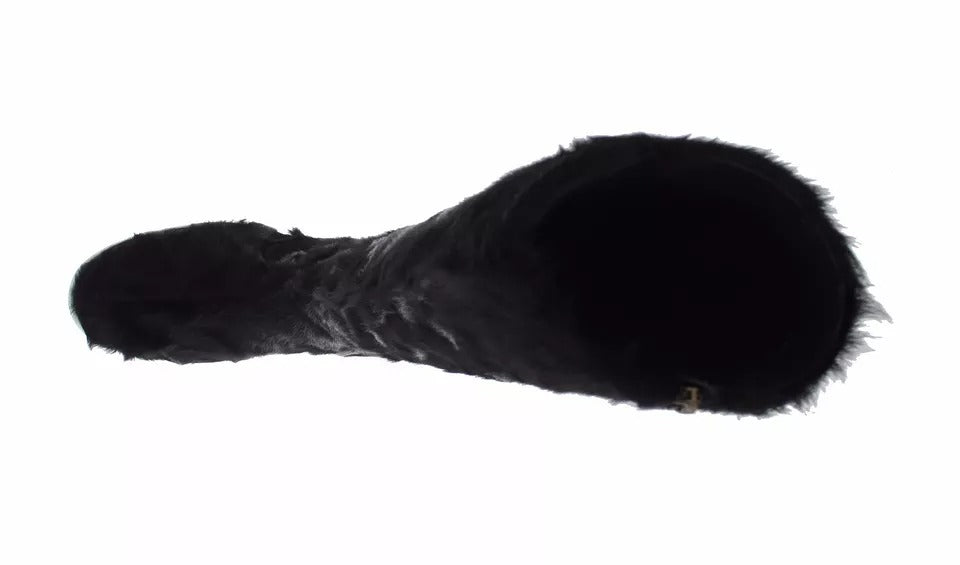 Dolce & Gabbana Botas de Cuero Negro Xiangao de Piel de Cordero