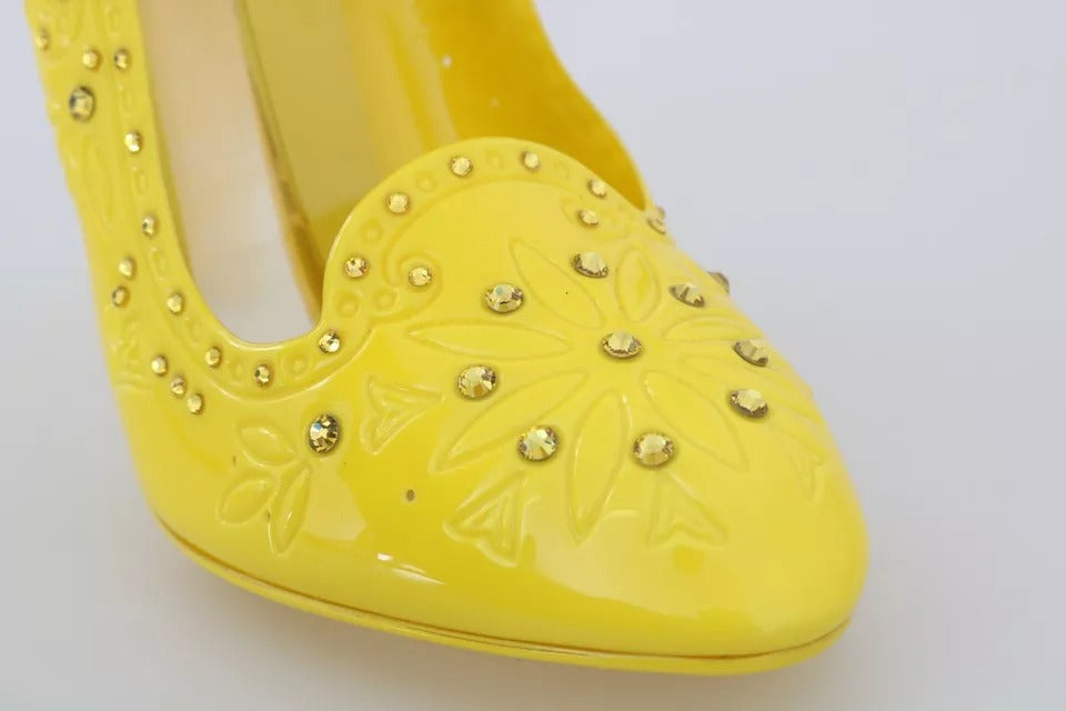 Zapatos Cenicienta de tacón Dolce & Gabbana con cristales amarillos