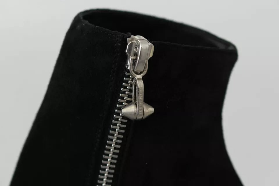 Zapatos Botines de Tacón de Aguja Tachonados de Ante Negro Philipp Plein