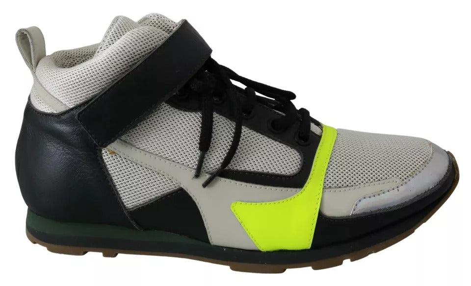 Zapatos Jil Sander Fog Gray Verde Neón con Cordones y Correa Negra