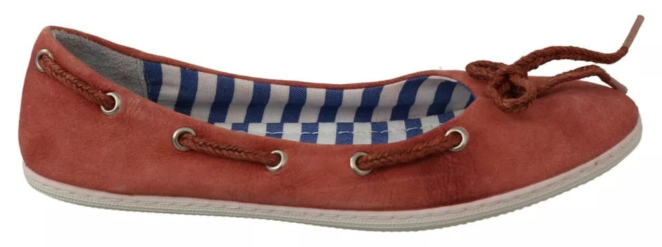Zapatos bailarinas Pantofola D'Oro de ante coral con lazo y mocasines planos