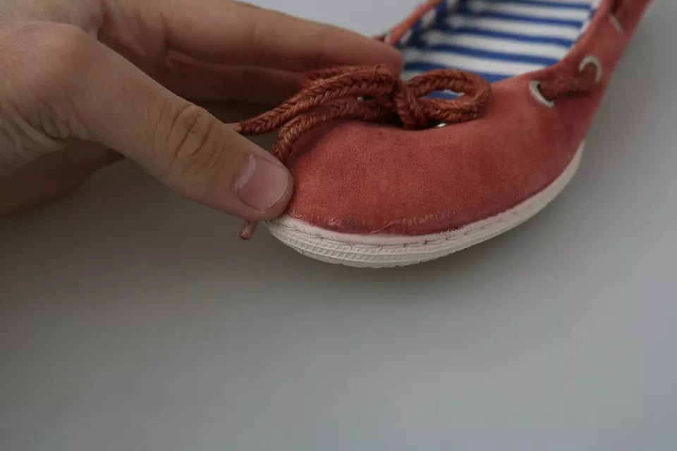 Zapatos bailarinas Pantofola D'Oro de ante coral con lazo y mocasines planos