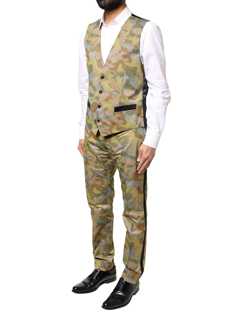 Dolce & Gabbana Multicolor Camouflage SICILIA 3 Piece Suit