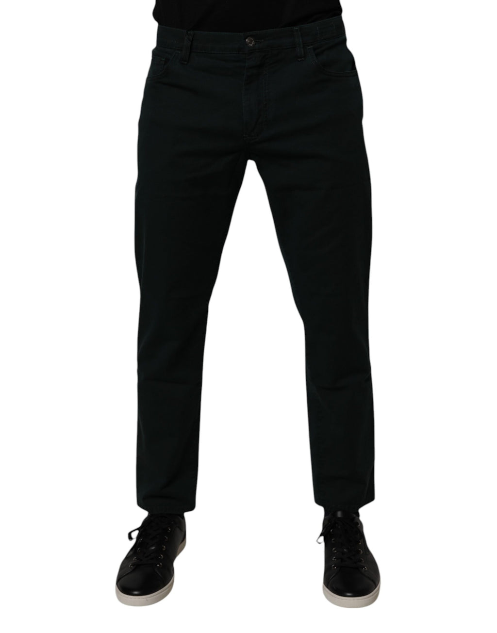 Dolce & Gabbana Dark Green Cotton Loose Skinny Men Denim Jeans