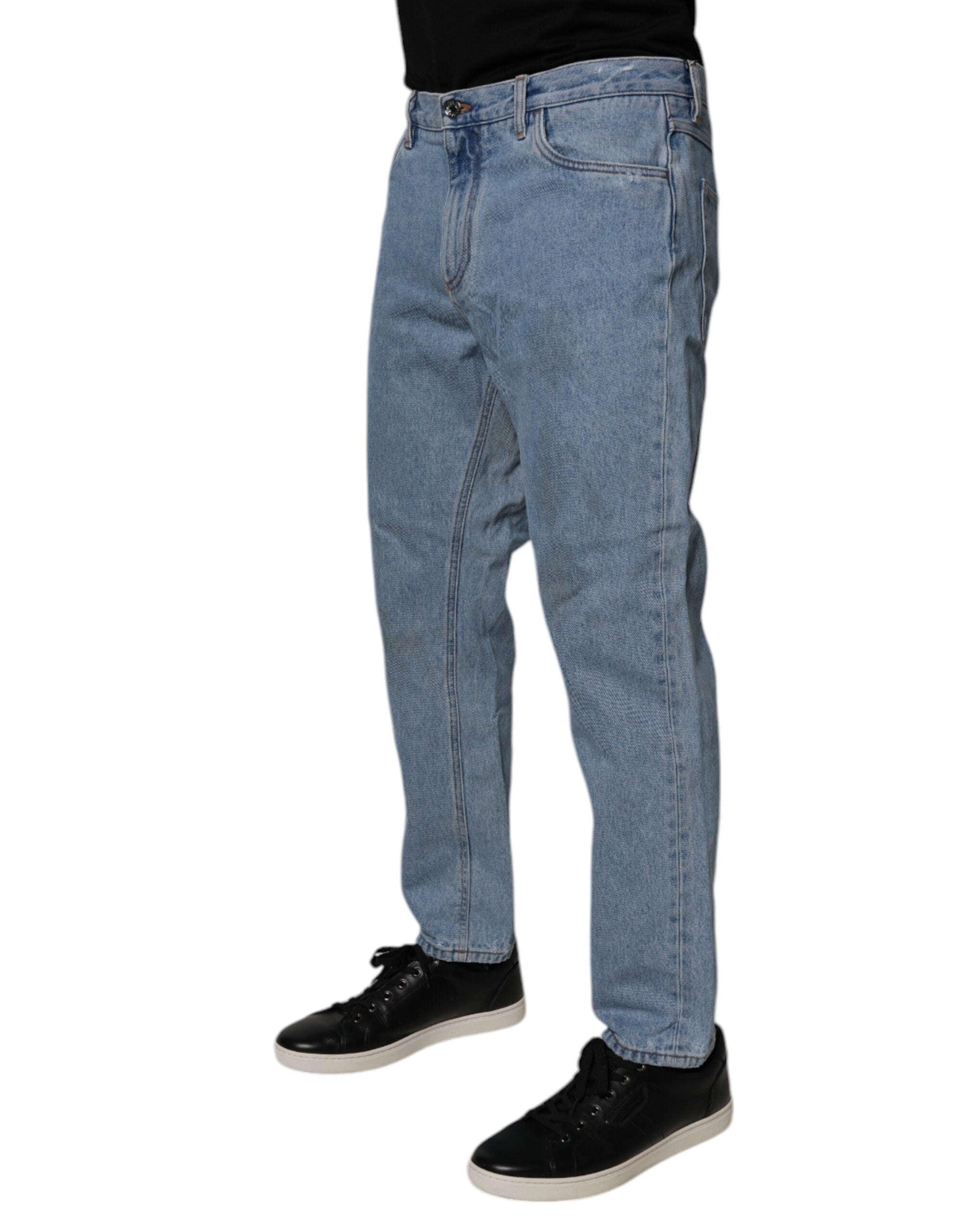 Dolce & Gabbana Blue Cotton Skinny Men Denim Mid Waist Jeans