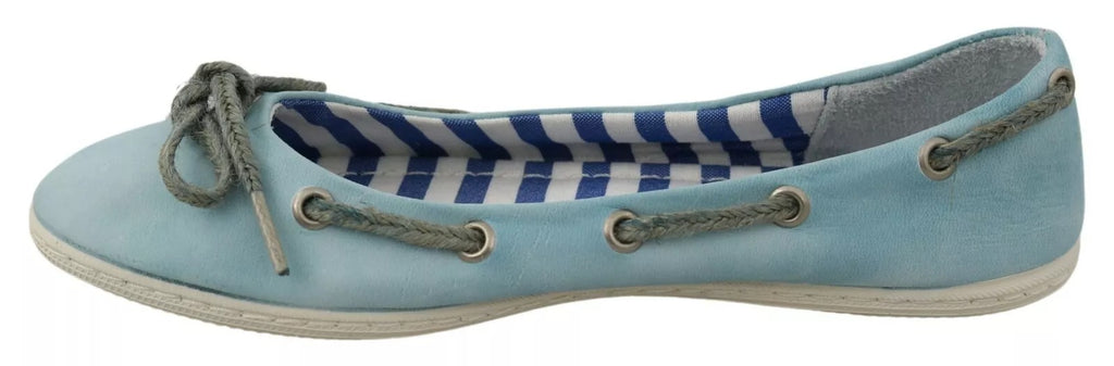 Pantofola D'Oro Sky Blue Suede Lace Bow Loafers Ballet Flat Shoes