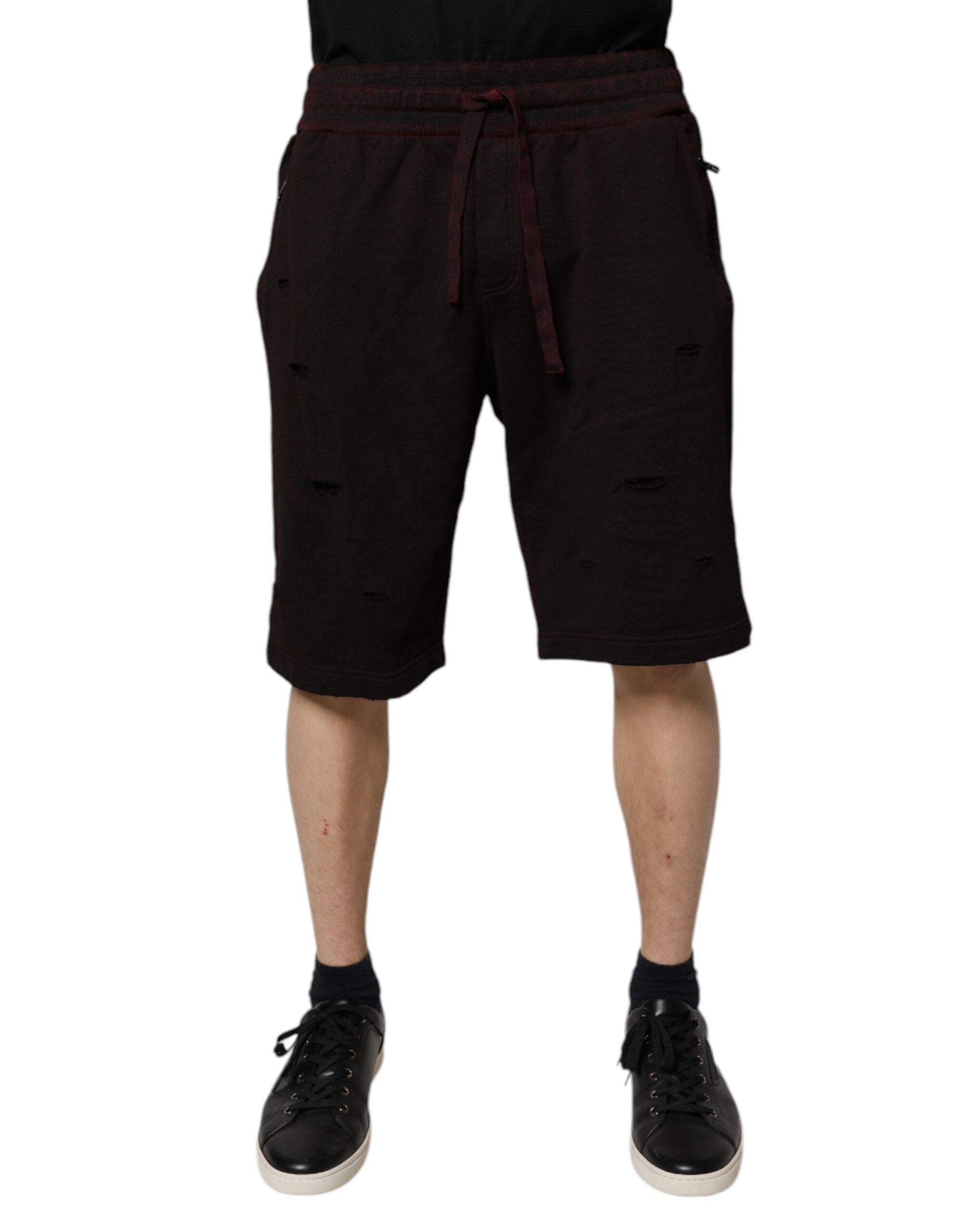 Dolce & Gabbana Pantalones cortos deportivos tipo bermudas de algodón color burdeos