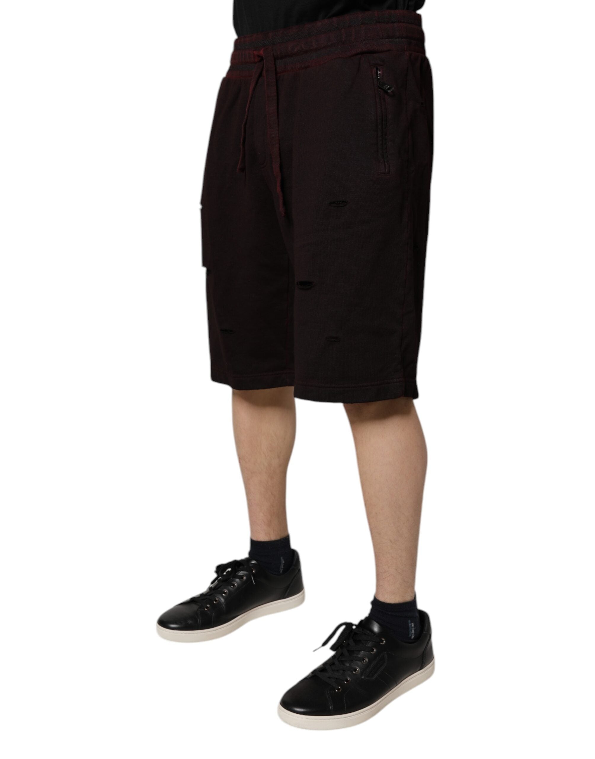Dolce & Gabbana Pantalones cortos deportivos tipo bermudas de algodón color burdeos