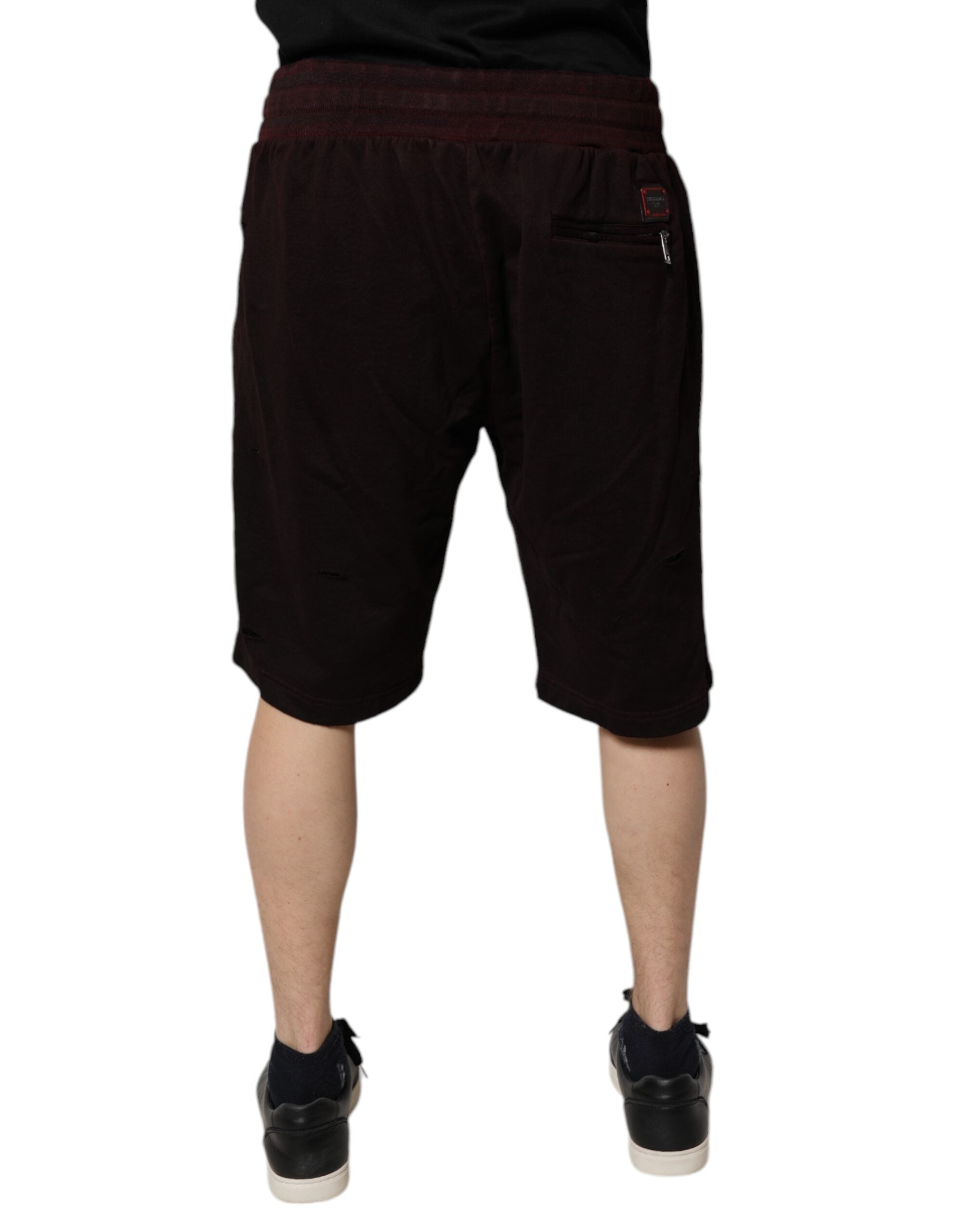 Dolce & Gabbana Pantalones cortos deportivos tipo bermudas de algodón color burdeos