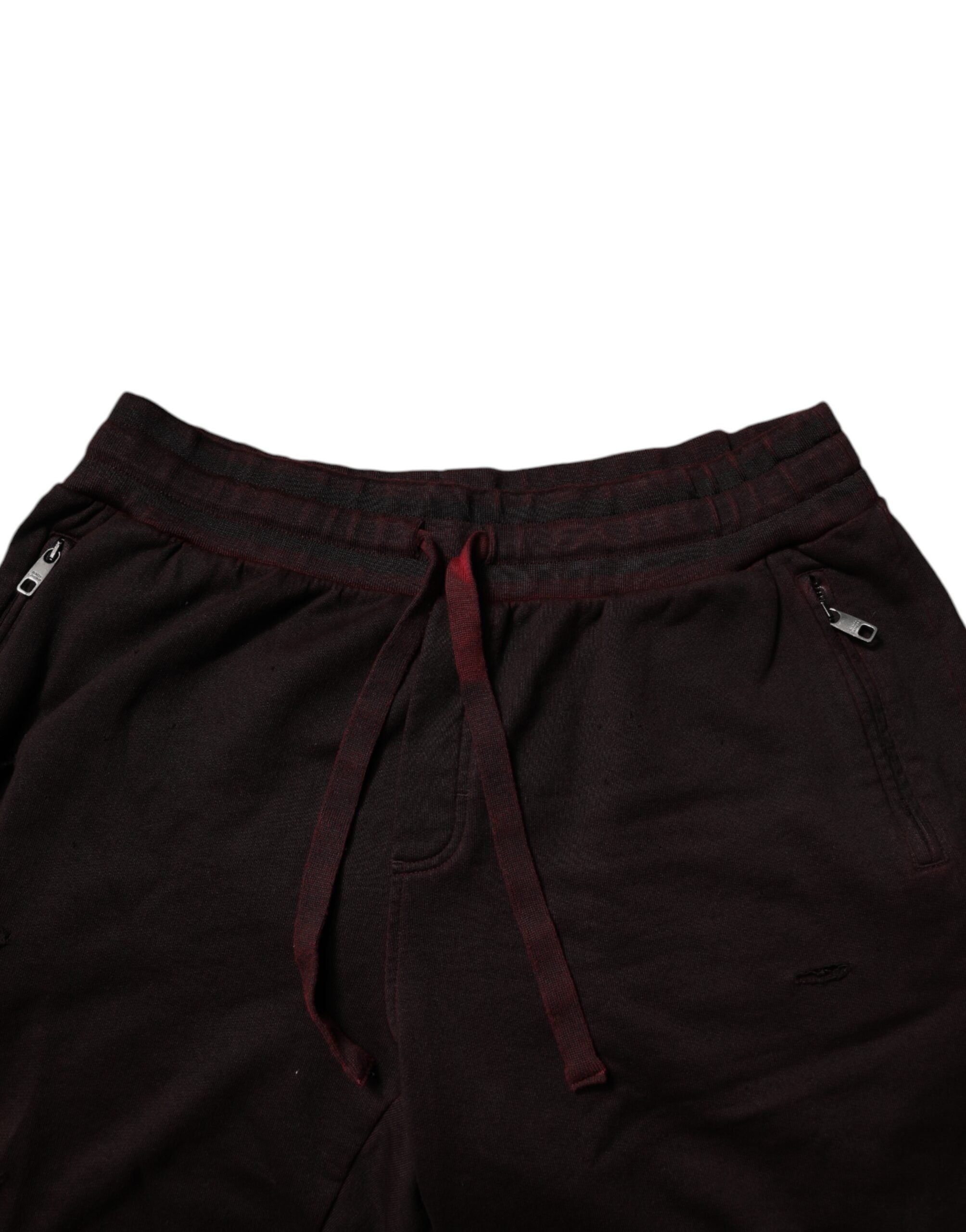 Dolce & Gabbana Pantalones cortos deportivos tipo bermudas de algodón color burdeos
