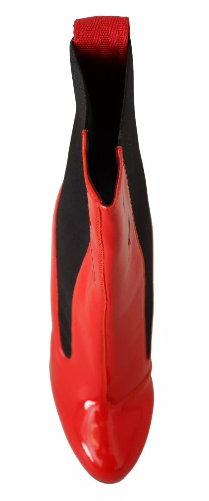 GCDS Botines Zapatos Tacón Logo Tejido Negro Cuero Rojo