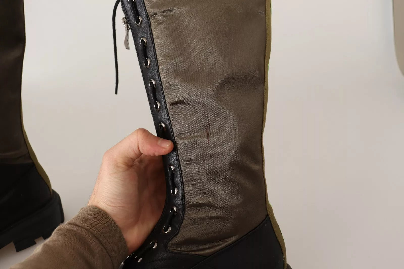 Botas de Combate Altas Gaelle Negras Verdes con Cordones Estilo Militar
