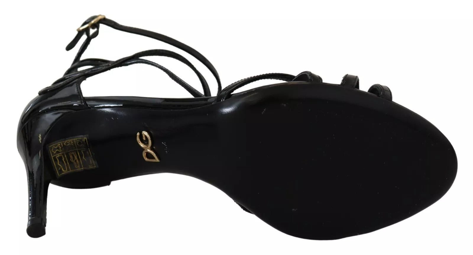 Dolce & Gabbana Black Leather Stiletto Heels Sandals Shoes