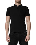 Dolce & Gabbana Black Cotton DG Logo Collared Polo T-shirt