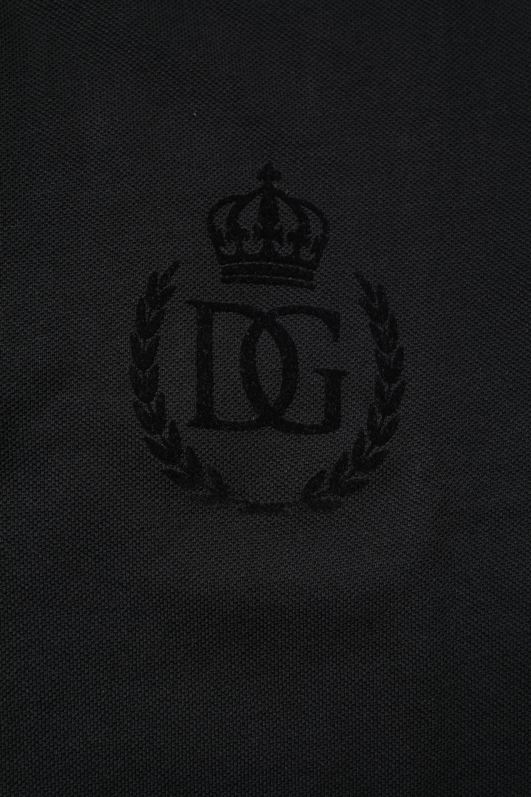 Dolce & Gabbana Black Cotton DG Logo Collared Polo T-shirt